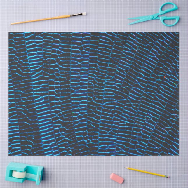 Shiny metallic vibrant neon blue abstract texture seidenpapier (Basteln)