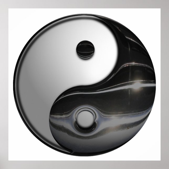 Shiny Metallic Yin und Yang Symbol Poster (Vorne)