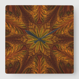 Shiny metallizer copper and brass glass leaves quadratische wanduhr