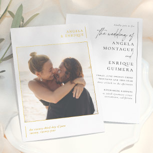 Shiny Minimal Typografy & Romantic Foto Wedding Folieneinladung