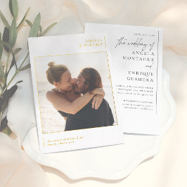 Shiny Minimal Typografy & Romantic Foto Wedding Folieneinladung