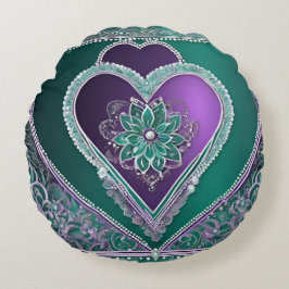 Shiny Minty Heart AI Art Rundes Kissen