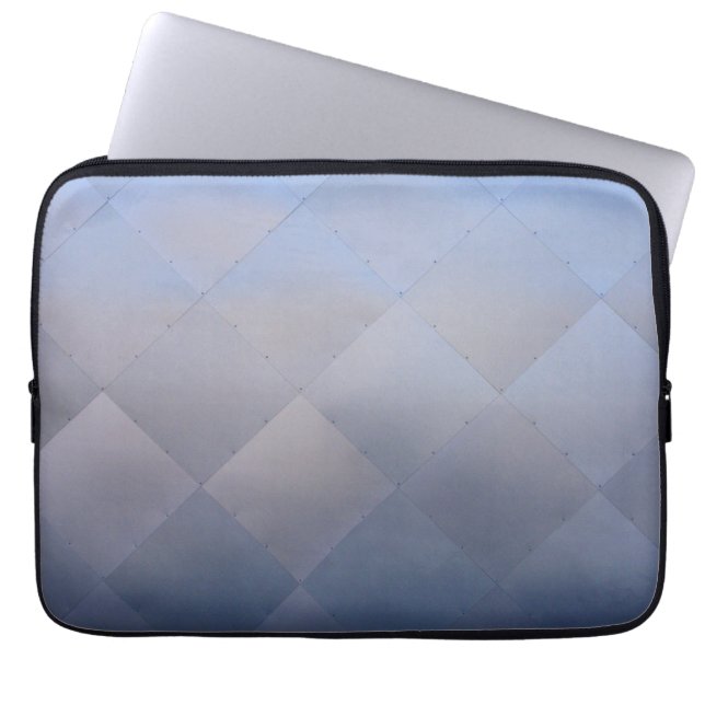 Shiny Modern Checkered Metal Blue Laptopschutzhülle (Vorderseite)