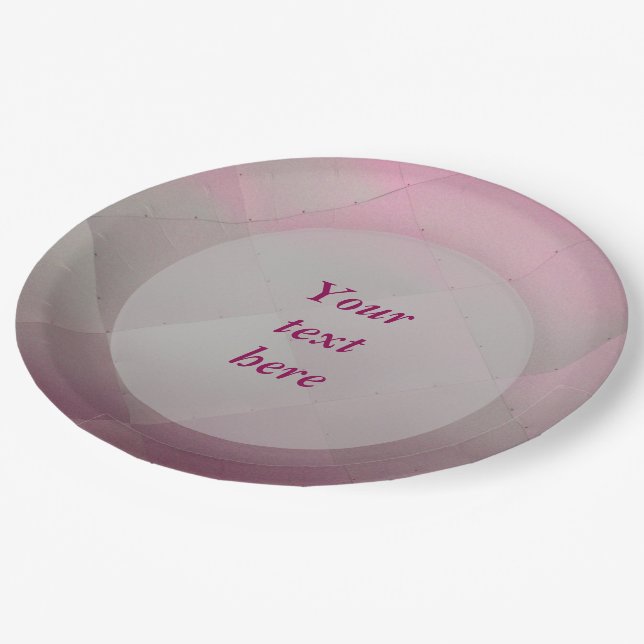 Shiny Modern Checkered Metal Pink jeden Text Pappteller (Schrägansicht)