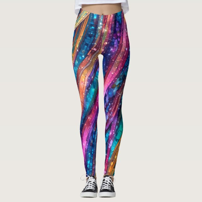 Shiny Multicolored Sequin Look Leggings (Vorderseite)