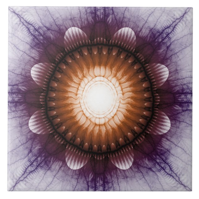 Shiny-mystische rote violette Ornamente Fliese (Vorderseite)