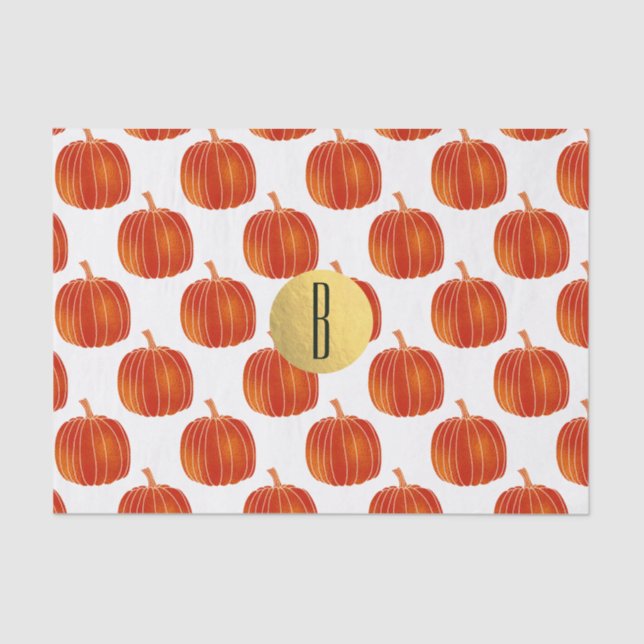Shiny Orange Autumn Pumpkin Gold Glam Custom Party Seidenpapier (Vorderseite)