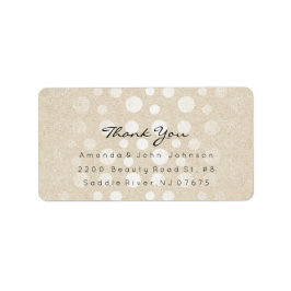 Shiny Pastel Dots Ivory Pearly Kraft Vielen Dank Adressaufkleber