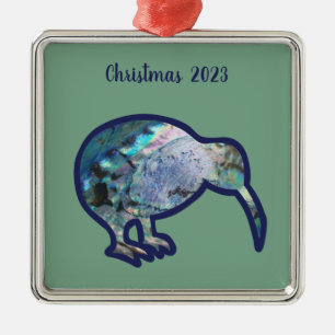 Shiny Pāua Kiwi Bird Weihnachtsdekoration Ornament Aus Metall