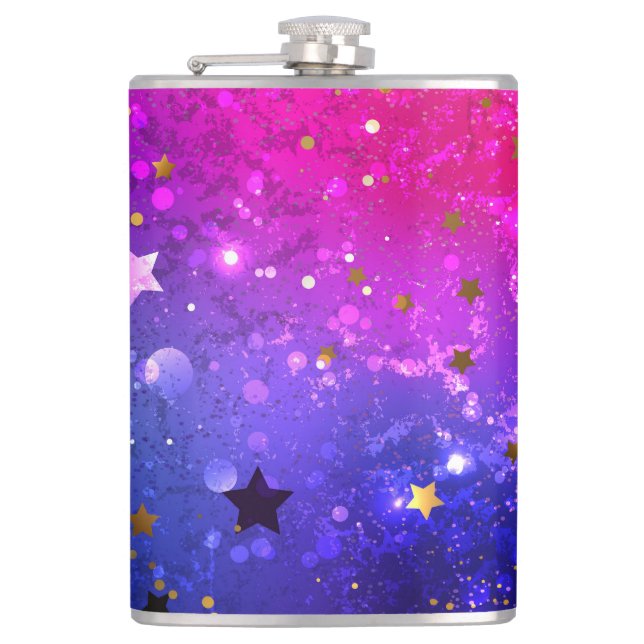 Shiny Pink Blue Background Flachmann (Vorderseite)