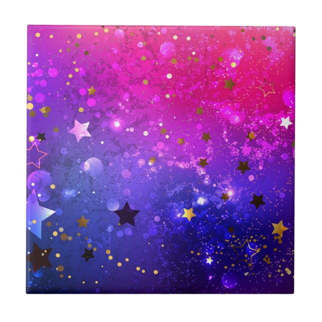 Shiny Pink Blue Background Fliese (Vorderseite)