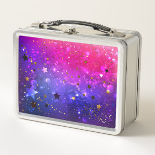 Shiny Pink Blue Background Metall Brotdose