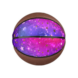 Shiny Pink Blue Background Mini Basketball