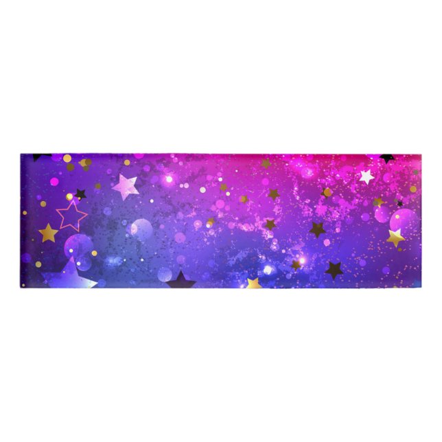 Shiny Pink Blue Background Namenschild (Vorderseite)