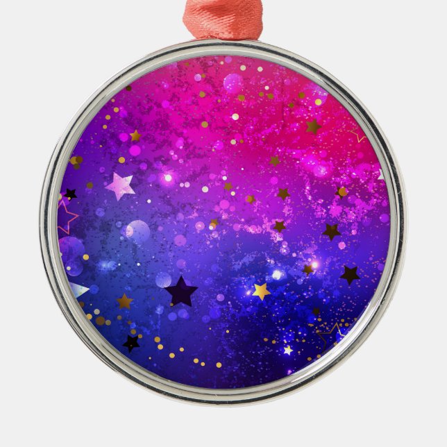 Shiny Pink Blue Background Ornament Aus Metall (Vorne)