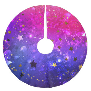 Shiny Pink Blue Background Polyester Weihnachtsbaumdecke