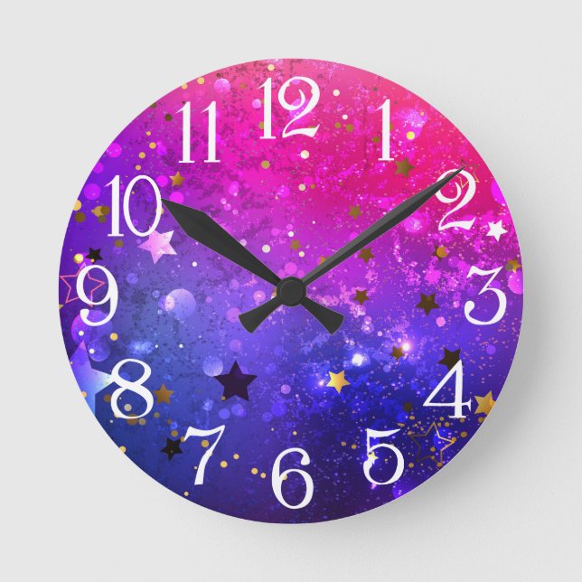 Shiny Pink Blue Background Runde Wanduhr (Vorderseite)
