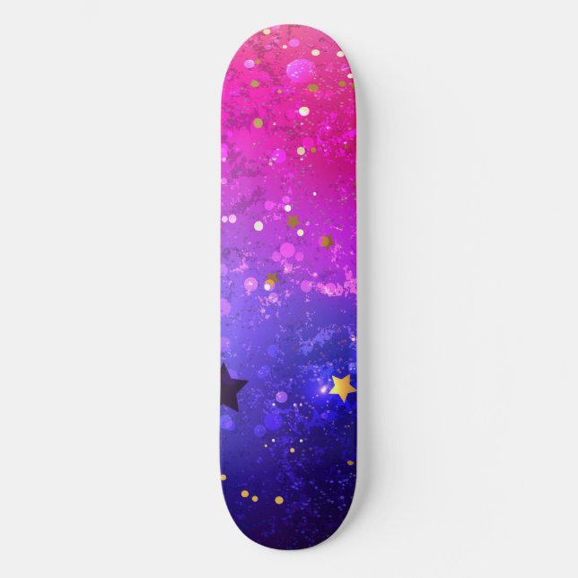 Shiny Pink Blue Background Skateboard (Vorderseite)