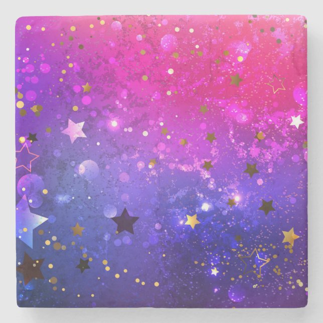 Shiny Pink Blue Background Steinuntersetzer (Vorderseite)
