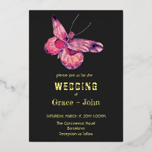 Shiny Pink Butterfly Folieneinladung