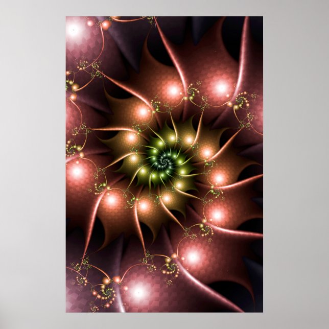 Shiny Pink Fraktal Spiral Poster (Vorne)