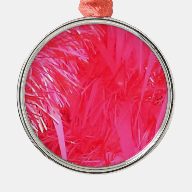 Shiny Pink Weihnachtsbaum Silbernes Ornament (Vorne)