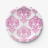 Shiny Pink & White Damask Hochzeitsfeier