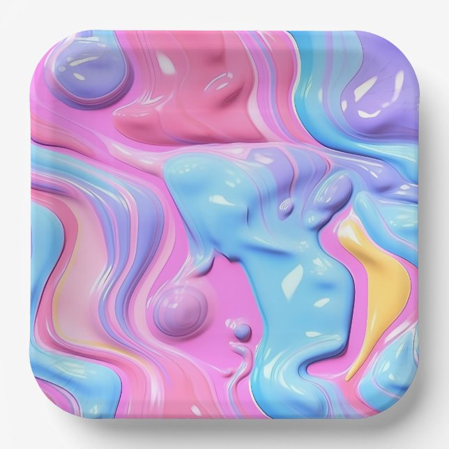 Shiny Plastic Bubble Abstrakt Pappteller (Vorderseite)