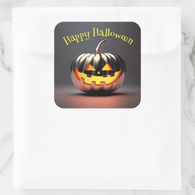 Shiny Pumpkin Halloween Quadratischer Aufkleber (Tasche)