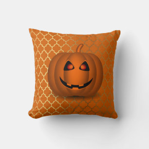 Shiny Pumpkin Orange & Gold Square Throw Kissen