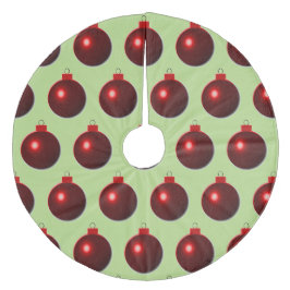 Shiny Red Ball Frohe Weihnachtsschmuck auf Grün Fleece Weihnachtsbaumdecke