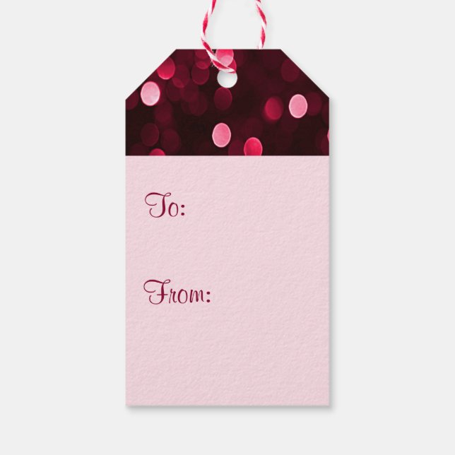 Shiny Red Christmas Lights Bokeh Frohe Weihnachten Geschenkanhänger (Rückseite)