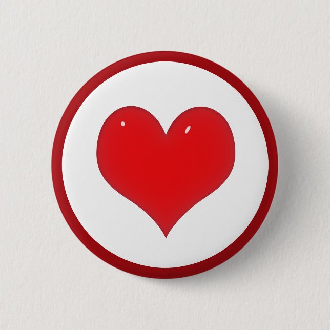 Shiny Red Heart (Ihren Text hinzufügen) Button (Vorderseite)
