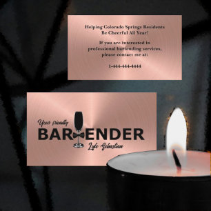 Shiny Rose Gold Event Barkeeper Business Card Visitenkarte