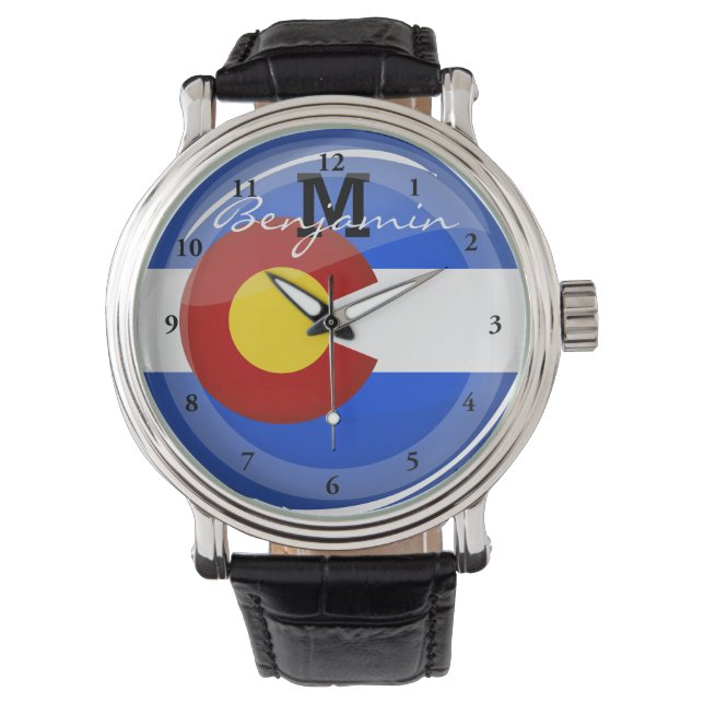 Shiny Round Colorado Flag Armbanduhr (Vorderseite)