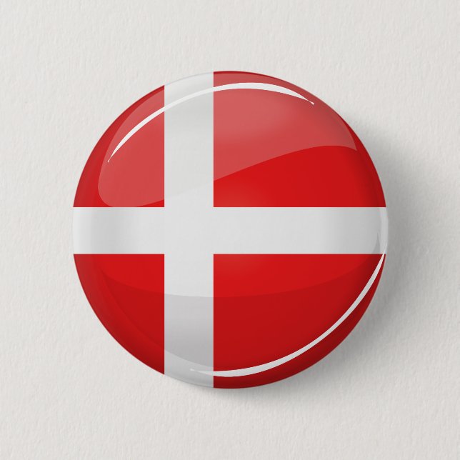 Shiny Round-Dänemark-Flagge Button (Vorderseite)