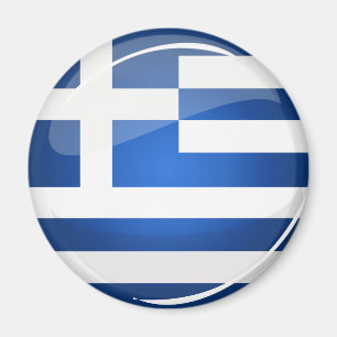 Shiny Round-Greece-Flagge Magnet