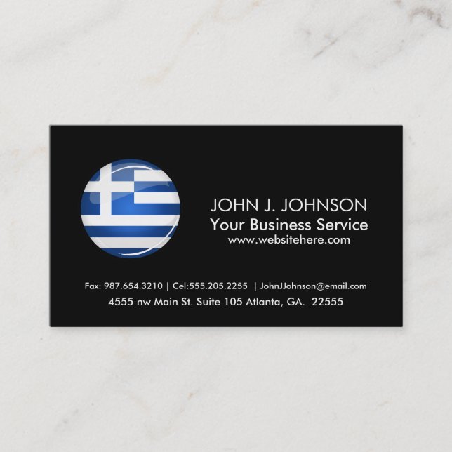 Shiny Round-Greece-Flagge Visitenkarte (Vorderseite)