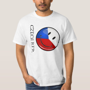 Shiny Round Lächelnd Tschechische Republik Flagge T-Shirt