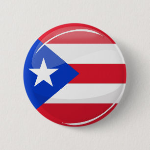 Shiny Round Puerto Rico Flag Button