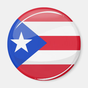 Shiny Round Puerto Rico Flag Magnet