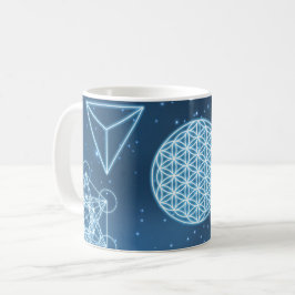 Shiny Sacred Geometry Universe Blue Funkel Kaffeetasse