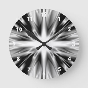 Shiny Schwarz-Weiß-Star Runde Wanduhr
