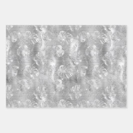 Shiny Silver Glam Animal Print Geschenkpapier Set