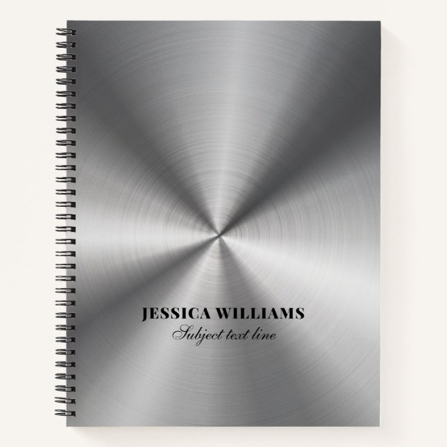 Shiny Silver Gray Stainless Steel Look Notebook Notizbuch (Vorderseite)