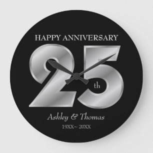 Shiny Silver Numbers Große Wanduhr