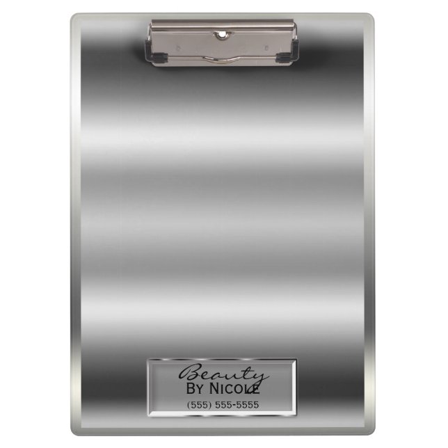 Shiny Silver Shine Elegantes Chic Glam Personalisi Klemmbrett (Vorderseite)
