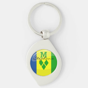 Shiny St. Vincent und die Grenadinen-Flagge Schlüsselanhänger