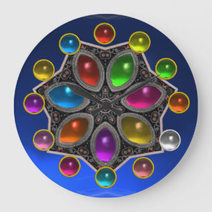 SHINY STAR MIT COLORFUL GEMSTONES Blue Sapphire Große Wanduhr