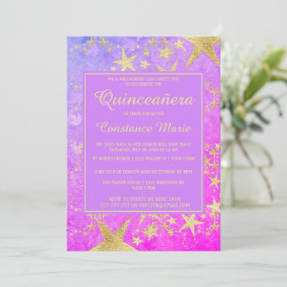 Shiny Stars Quinceanera Einladung